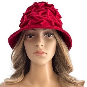 Vintage Betmar New York wool bucket cloche hat red gatsby 20s pinup retro